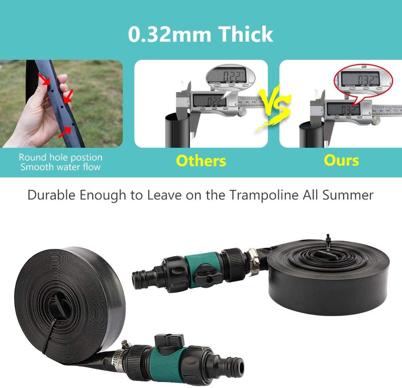 Photo 1 of EOX Trampoline Sprinkler, 39Ft Trampoline Water Park Sprinkler Hose Water Sprays Trampoline Water Sprinkler for Kids Cool Down Trampoline Playing in Water Summer Outdoor Water Park Game Sprinkler