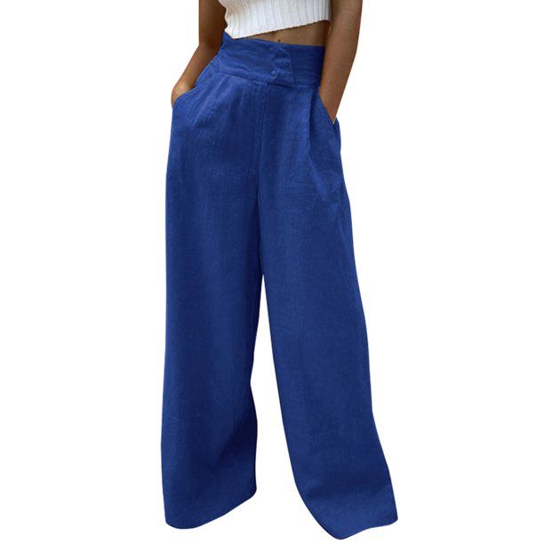 Photo 1 of Zanzea Womens Soft Fabric Pants - Blue - Large 2 Pack 