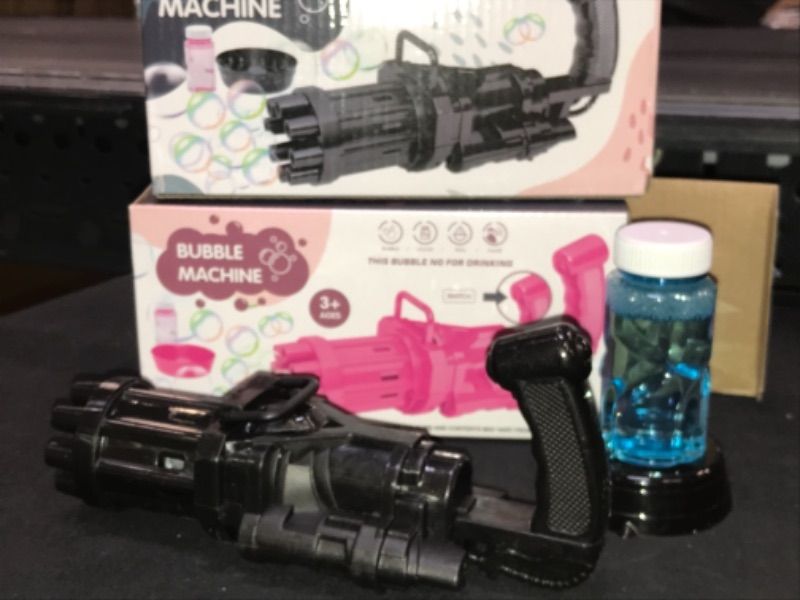 Photo 1 of  Bubble Gun Blower w/ 8-Hole Automatic Electric Bubble Maker For Kids & Party Toys 2 Pack 