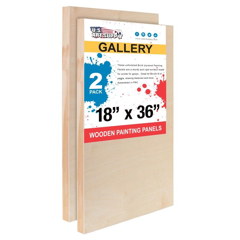 Photo 1 of 18" x 36" Gallery 1-1/2" Profile Depth Artist Wood Pouring Panel Boards 2-Pack