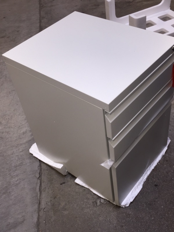 Photo 3 of DEVAISE 3 Drawer Locking File Cabinet, Under Desk Metal Filing Cabinet for Legal/Letter/A4 File, Fully Assembled Except Wheels, White 