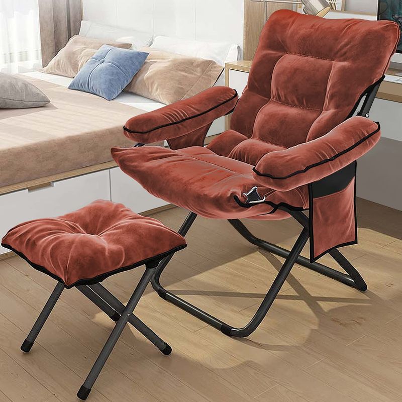 Photo 1 of 
VOJUEAR Modern Accent Fabric Lazy Chair with Ottoman -Brown 