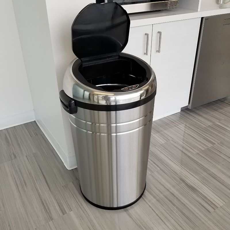 Photo 1 of 
iTouchless 23 Gallon Touchless Sensor Trash Can with Odor Control System & Wheels, 87 Liter Commercial Size Automatic Garbage Bin, Brushed Stainless Steel 