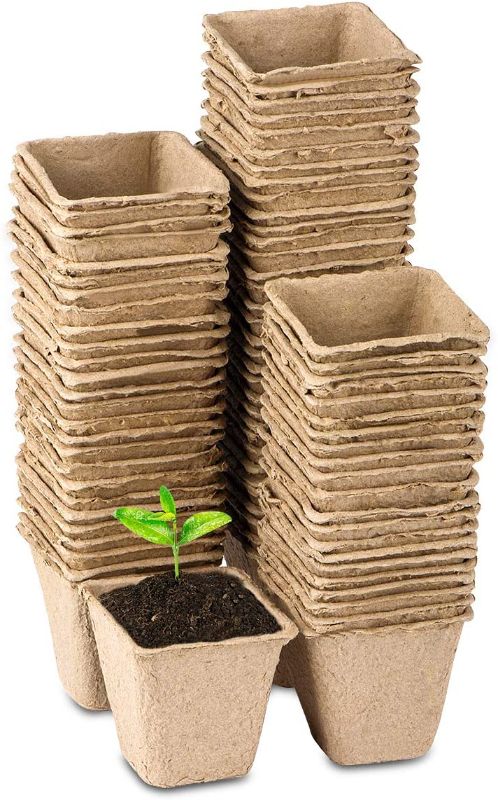 Photo 1 of 3 Inch Square Plant Starter Peat Pots for Seedings Organic Biodegradable Seed Starter Pots, Bulk 80 Pack