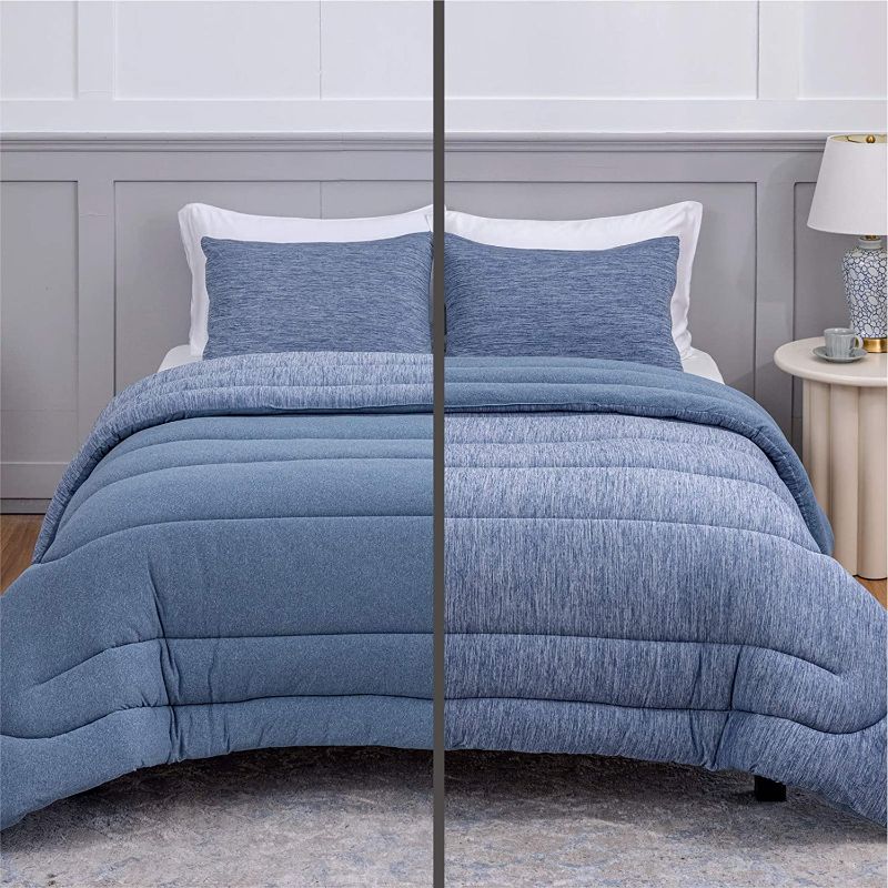 Photo 1 of Bedsure Cal King Comforter Set - All Season Reversible Warm & Cooling Comforter Down Alternative California King Size, Soft Polyester for Fall Winter 3 Pieces with 2 Pillow Shams (Navy, 104x96”)