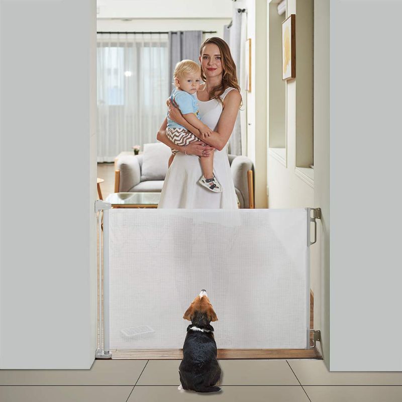 Photo 1 of aby Gate Dog Gate - Wiscky Extra Wide Safety Gates for Babies and Pet 33" Tall, Extends to 59" Wide, Easy to Roll and Latch Dogs Gate for Doorways, Stairs, Hallways Indoor/Outdoor (White)