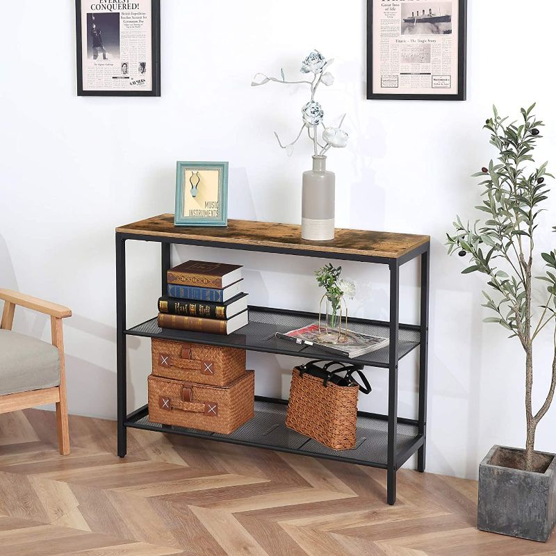 Photo 1 of HOOBRO Sofa Table, Console Table with 2 Flat or Slant Adjustable Mesh Shelves