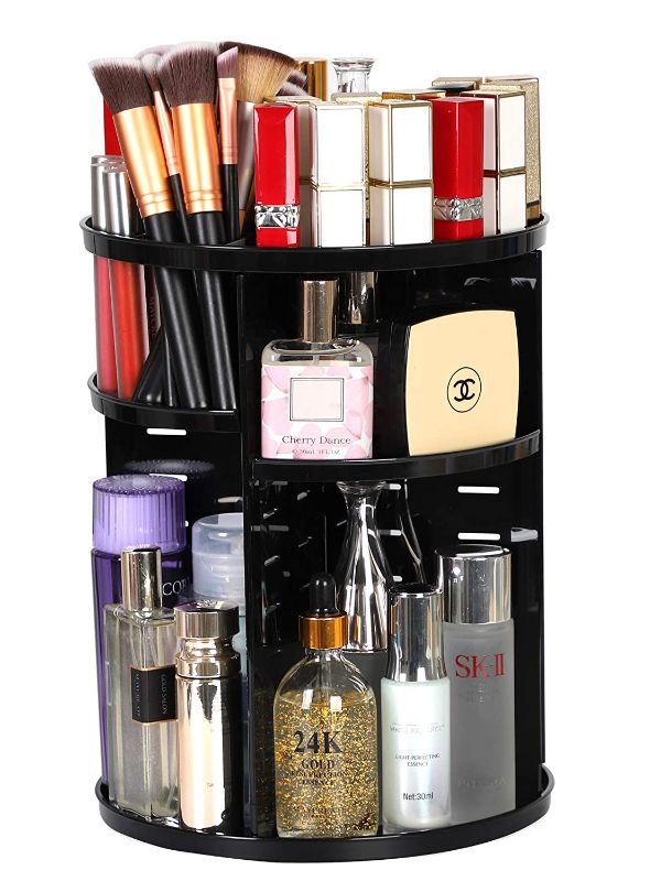 Photo 1 of Kootek Rotating Makeup Organizer - 360 Spinning Makeup Storage Rack Adjustable Swivels Cosmetic Organizers Brush Holder Large Capacity with 4 Layers Tray for Bathroom Bedroom Vanity Dresser Room