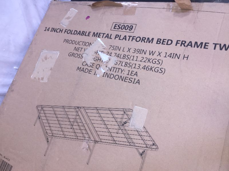 Photo 1 of 14 inch foldable metal platform bed frame twin es009