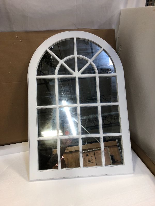 Photo 2 of MCS Countryside Arched Windowpane Wall White 24x36 Inch Overall Size Mirror