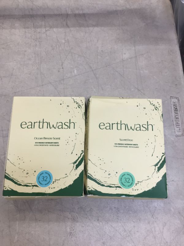 Photo 1 of Earth Wash Laundry Sheets, Scent-Free And Ocean Breeze Sent  (32 Loads), The Perfect Eco-Friendly Plastic Free Detergent Strips, Ideal for Travel/Home Use. Biodegradable-Easy Dissolve, True Eco-Wash 2 Pack 
