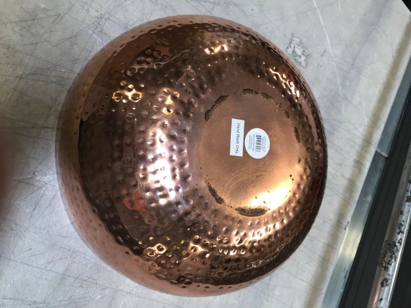 Photo 2 of Creative Co-Op Round Hammered Metal Bowl 14"L x 14"W x 4.5"H, Copper