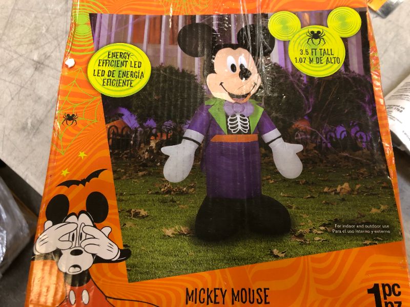 Photo 2 of Mickey in Purple Skeleton Costume Airblown Disney Halloween Inflatable 3.5 Ft
