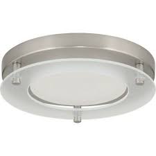 Photo 1 of 7.25 in. Flush Mount Collection 17-Watt Brushed Nickel Integrated LED Flush Mount
