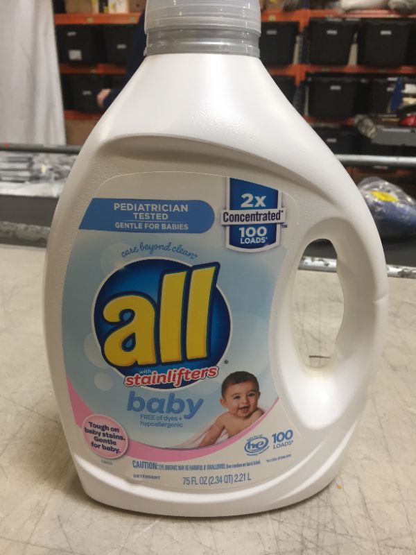 Photo 1 of All Liquid Laundry Detergent, Gentle for Baby, Unscented and Hypoallergenic, 2X Concentrated, 100 Loads
