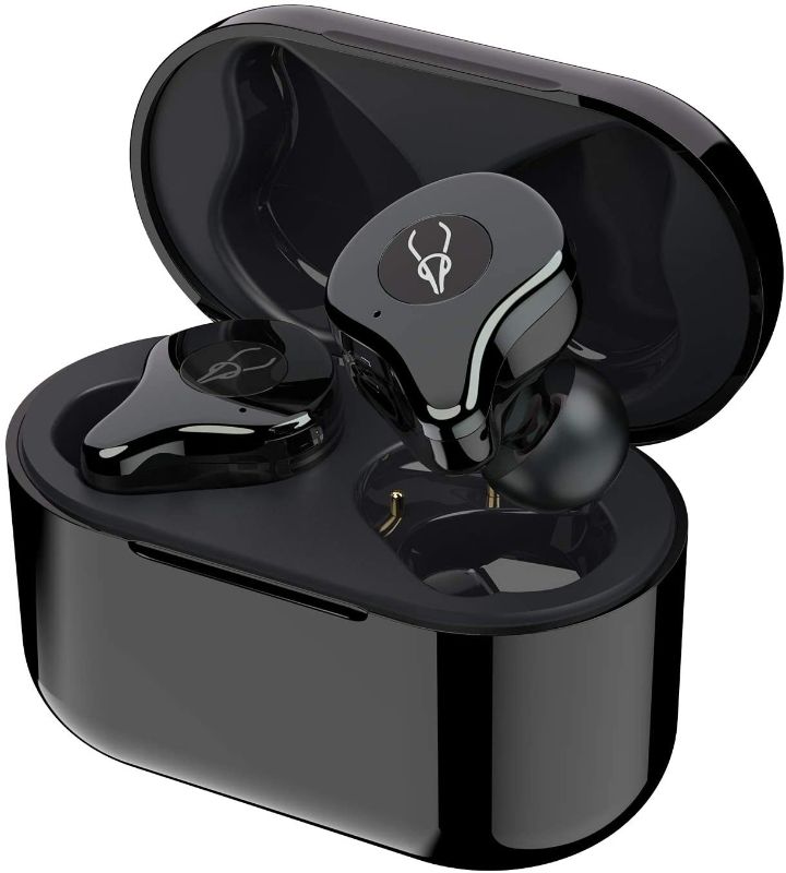 Photo 1 of True Wireless Earbuds, Bluetooth 5.0 Wireless Headphones APTX Deep Bass Stereo HiFi Sound Noise Cancelling Sweatproof TWS Bluetooth Earbuds, CVC8.0 Built-in Mic Wireless Earphones with Qi Charging Box
