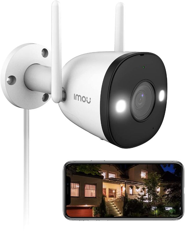 Photo 1 of 2K Security Camera Outdoor Color Night Vision with Spotlight & Siren, 2.4G WiFi Camera 4MP for Home Security, IP67 Wireless Camera with Human Detection, 2-Way Audio, Ethernet Port, SD Card Slot
