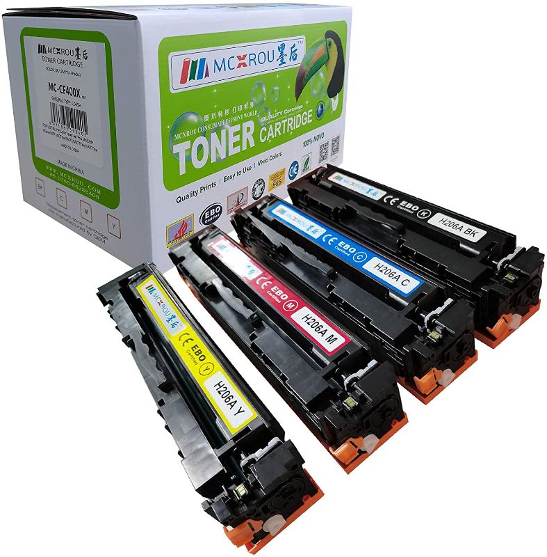 Photo 1 of MCXROU MC-H206A (NO CHIP) Compatible Toner Cartridge Replacement for HP 206A 206 W2110A W2111A W2113A W2112A for Color Pro M255dw MFP M283fdw M282nw M283cdw(B,C,M,Y,4-Pack) ---EXP 03-01-2023
