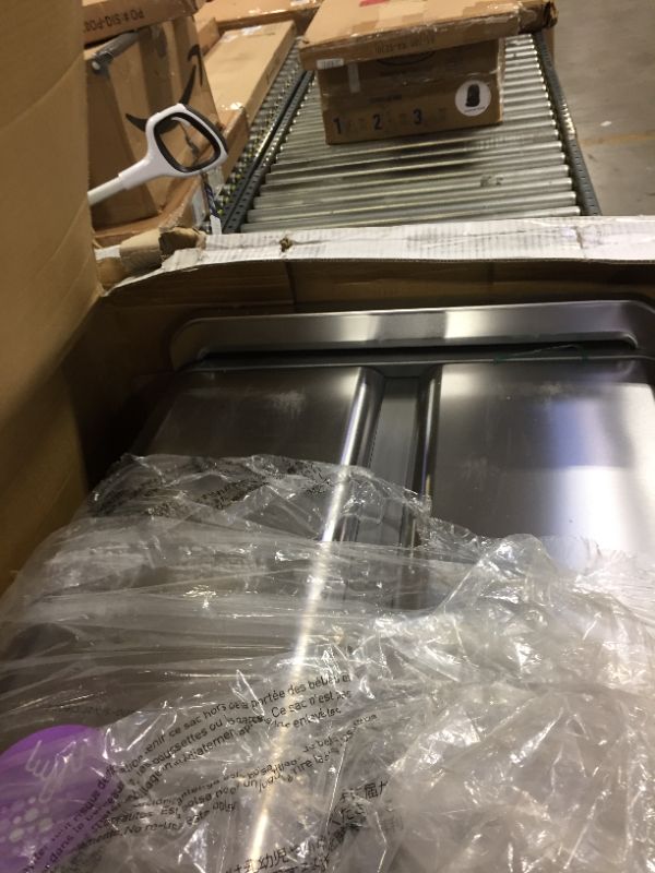 Photo 1 of 58-Liter Nano-Silver Clear Coat Brushed Stainless Steel Dual Compartment Rectangular Recycling Step-On Trash Can