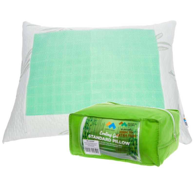 Photo 1 of 2PACK STANDARD SIZE Mindful Design Firm Memory Foam Pillow  Bamboo Derived Cover w Cooling Gel missing cases