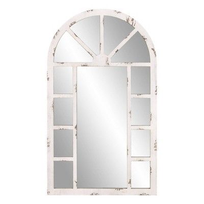 Photo 1 of 24 x 40 Arch Windowpane Decorative Wall Mirror Off White - Patton Wall Decor