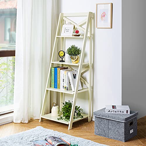 Photo 1 of ZENODDLY Ladder Shelf White Ladder Bookshelf