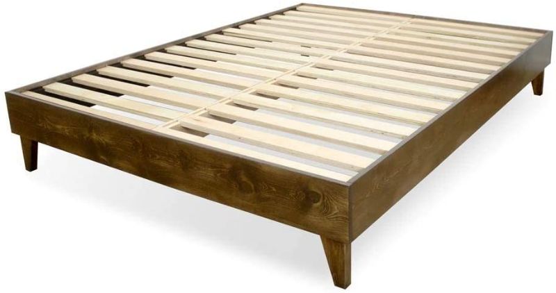 Photo 1 of eLuxurySupply Wood Bed Frame - 100% North American Pine - Solid Mattress Platform Foundation w/Pressed Pine Slats - Easy Assembly - Queen