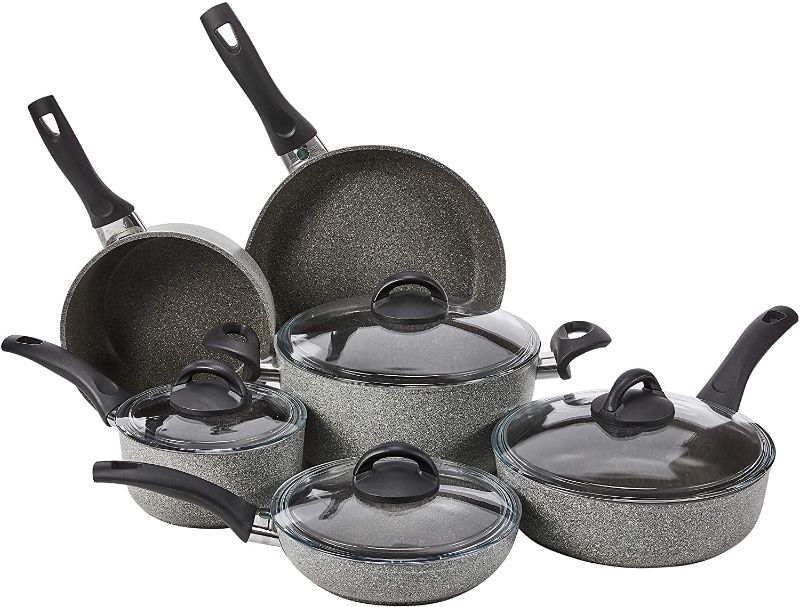 Photo 1 of  BALLARINI Parma Forged Aluminum Nonstick 10-Piece Cookware Set, Granite, Made in Italy 
