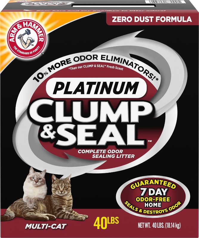 Photo 1 of Arm & Hammer Clump & Seal Platinum Litter, Multi-Cat, 40 Lbs