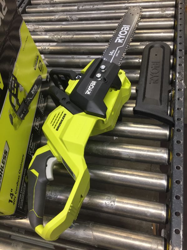Photo 2 of RYOBI 40V Brushless 14 in. Cordless Battery Chainsaw (Tool Only)
