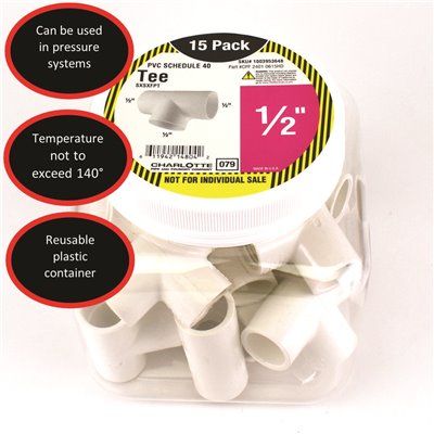 Photo 1 of 2pack Charlotte Pipe 1/2 in. PVC Tee S x S x S Pro Pack (15-Pack)
