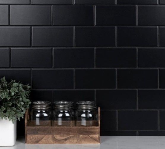 Photo 1 of 3 in. x 6 in. Matte Black Ceramic Wall Tile (6.03 sq. ft. /Case)
