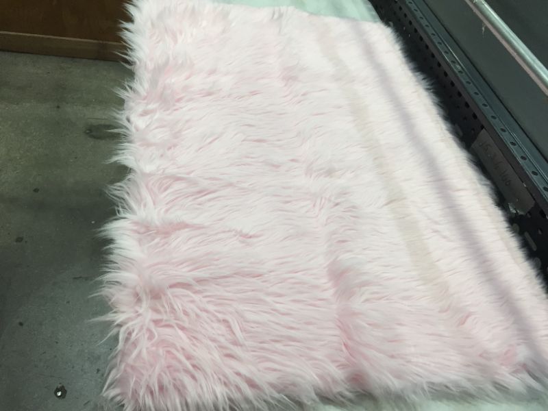 Photo 4 of Ophanie Small Area Rug, 2 x 3 Feet---pink  Rugs for Bedroom Fluffy, Machine Washable Throw Shaggy Soft Bedside Rug,