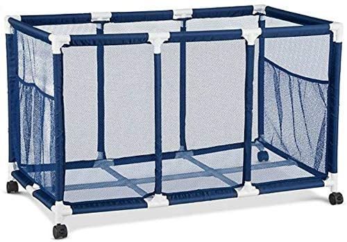 Photo 1 of  Blue Rolling Pool Toy Storage Cart Bin - 42 Inch L x 24 Inch D x 26 Inch H - Easier Height For Kids Reach - Pool Float Storage Organizer