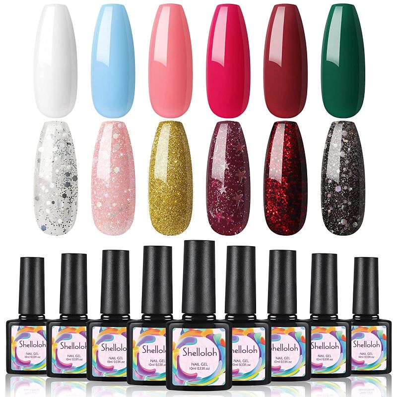 Photo 1 of 24 Colors Gel Nail Polish Kit Nude Glitter Colors for All Season Soak Off Long Lasting Gel for Nails Starter