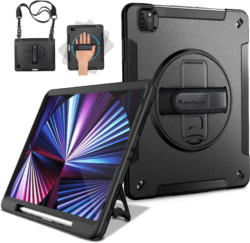 Photo 1 of 2x iPad Pro 11 2021 3rd Generation/2020 2nd Gen Case, Military Grade Heavy Duty Shockproof Full-Body Protective Cover+Rotating Stand+Hand/Shoulder Strap for iPad Pro 11 Inch