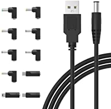 Photo 1 of 2 pack of IBERLS Universal 5V DC Power Cable, USB to DC 5.5x2.1mm Plug Charging Cord with 10 Connector Tips(5.5x2.5, 4.8x1.7, 4.0x1.7, 4.0x1.35, 3.5x1.35, 3.0x1.1, 2.5x0.7, Micro USB, Type-C, Mini USB)