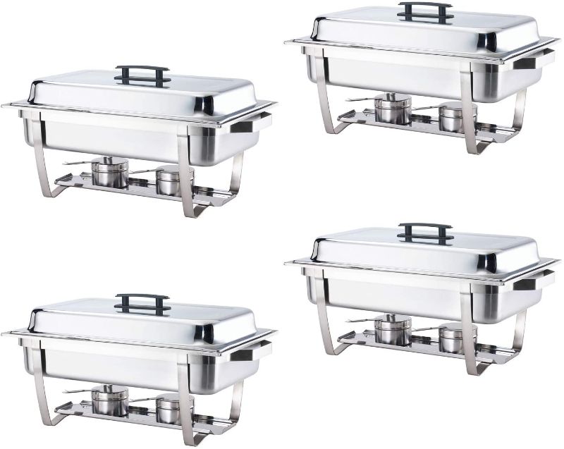 Photo 1 of ALPHA LIVING 70014 4 Pack 8QT Chafing Dish High Grade Stainless Steel Chafer Complete Set, 8 QT