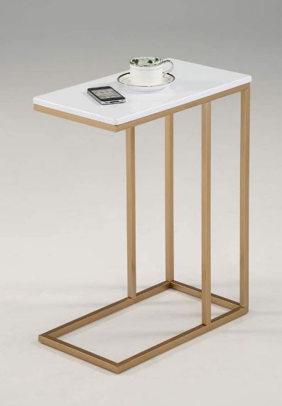 Photo 1 of White and Gold Finish Side Snack End Table