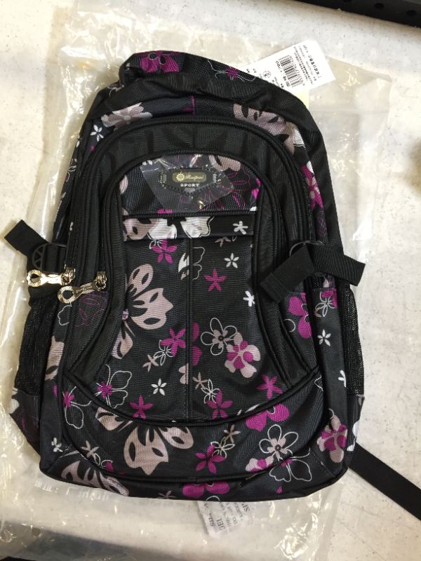 Photo 1 of backpack color black floral themed 