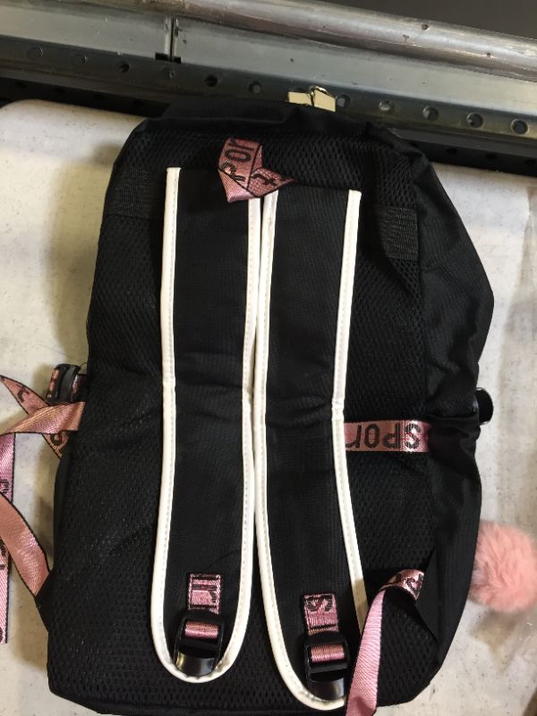 Photo 2 of backpack color black pink and white 