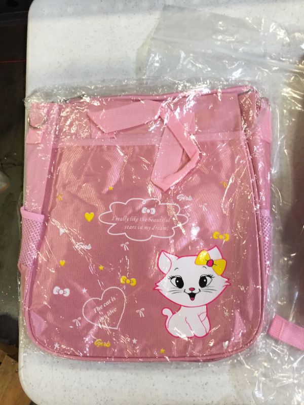 Photo 1 of backpack girls kitten themed with a handbag color pink 