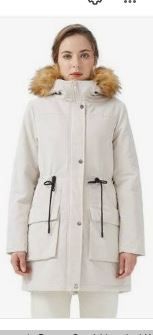 Photo 1 of Orolay Women's Down Coat Hooded Winter Jacket with Removable Fur Collar, Size: Small, Beige
