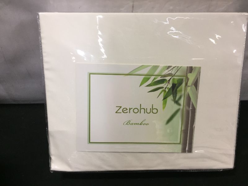 Photo 2 of Zerohub 100% Bamboo Bed Sheets Set - Eco-Friendly, Deep Pockets Cooling Sheets - Super Soft, Breathable, Comfortable and Hypoallergenic - 4 pcs (White, Full)
