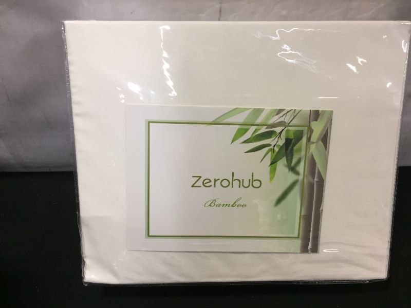 Photo 1 of Zerohub 100% Bamboo Bed Sheets Set - Eco-Friendly, Deep Pockets Cooling Sheets - Super Soft, Breathable, Comfortable and Hypoallergenic - 4 pcs (White, Full)
