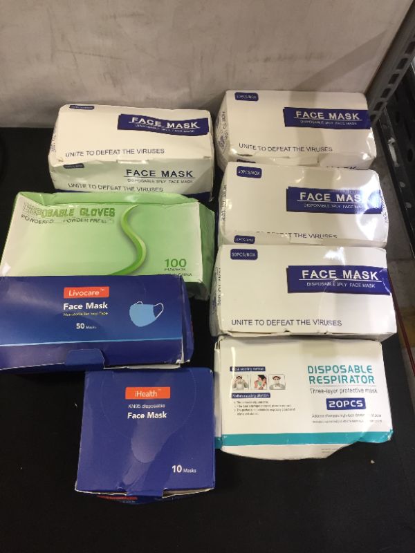 Photo 1 of disposable face masks and disposable gloves 