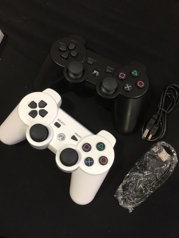 Photo 1 of 2 pack ps3 controllers black and white unable to test for proper function 