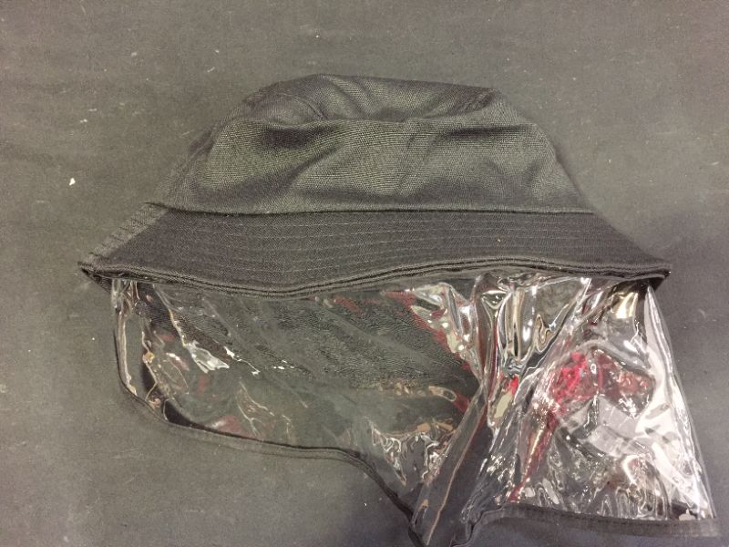Photo 1 of black bucket hat with face visor cover clear see through 