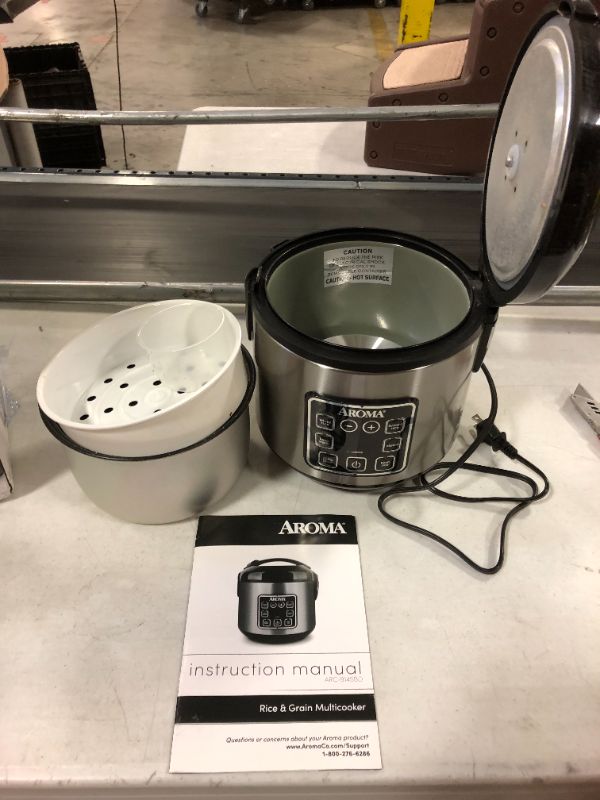 Photo 1 of Aroma Digital Rice Cooker and Food Steamer, Silver, 8 Cup