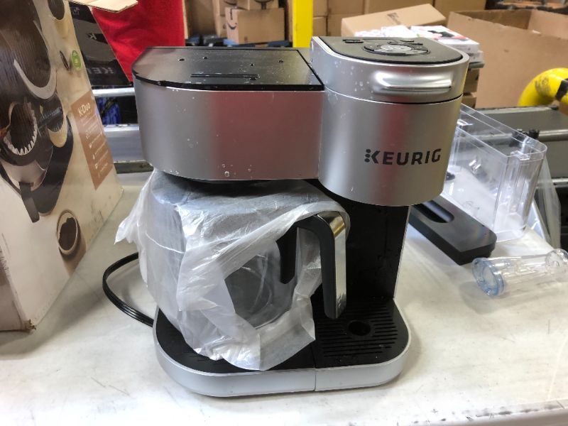 Photo 2 of Keurig K-Duo Special Edition Coffee Maker, Single Serve and 12-Cup Drip Coffee Brewer, Compatible with K-Cup Pods and Ground Coffee, Silver
